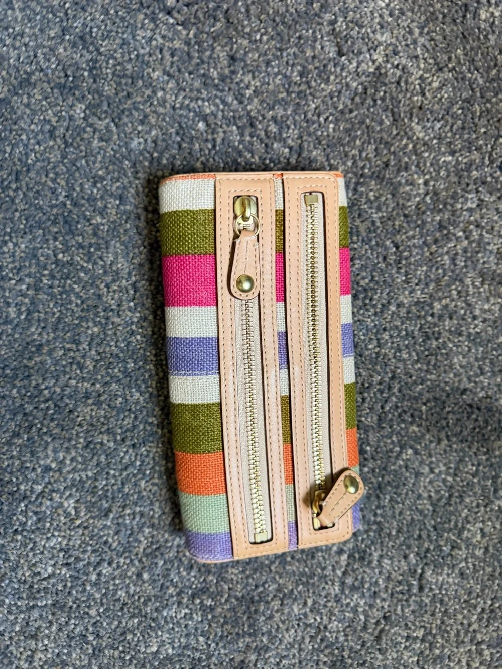 Coach Beige Leather Wallet with Hot Pink Interior